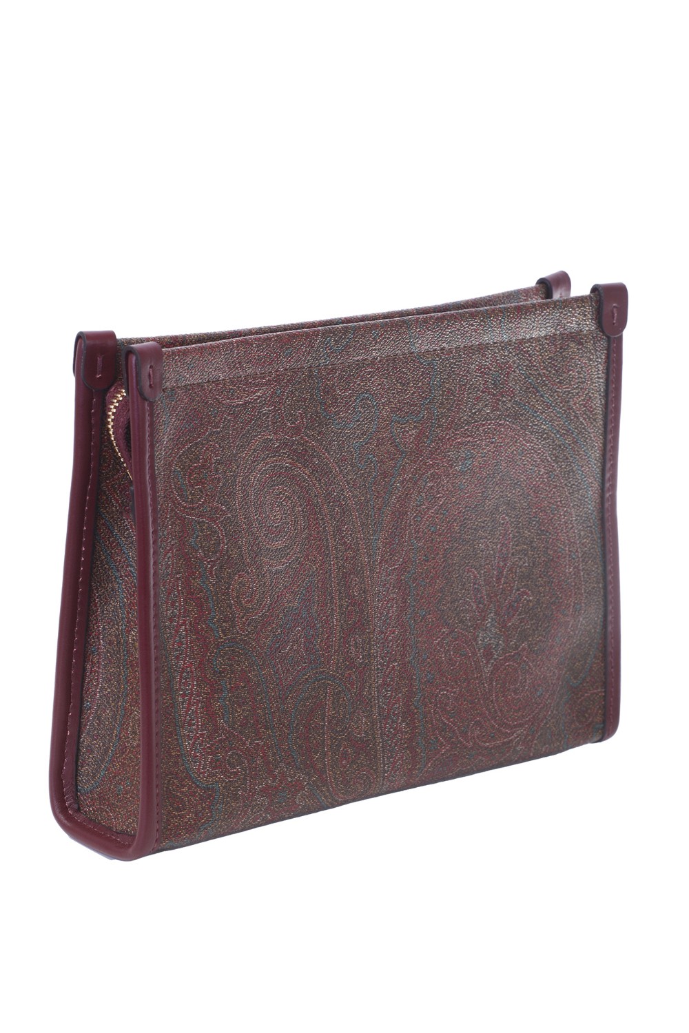 shop ETRO  Borsa: Etro busta grande, realizzata nell'iconico tessuto Paisley jacquard e caratterizzata dal logo ETRO Pegaso ricamato a filo dall'effetto tridimensionale. Laccio da polso removibile.
Dimensioni: 30 x 20 x 5 cm.
Esterno: Tessuto di cotone Paisley jacquard spalmato con grana opaca e doppiato in tela.
Finiture: 100% pelle di vitello.
Interno: 100% poliestere.
Ricamo: 100% poliestere.
Chiusura con cerniera.
Tasca interna applicata.
Laccio da polso removibile altezza (luce) 18 cm.
Accessori metallici con finitura dorata.
Made in Italy.. 1H784 7567-0600 number 7814533